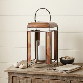 17" Bronze Flameless Floor Lantern Candle Holder