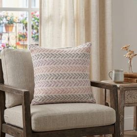 18" X 18" Purple Pink Gray And White 100% Cotton Chevron Zippered Pillow