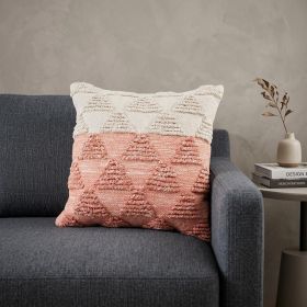 20" X 20" Pink And Off-White 100% Cotton Geometric Zippered Pillow
