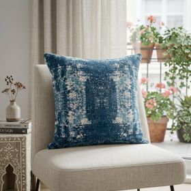 20" X 20" Blue And Ivory Polyester Abstract Zippered Pillow