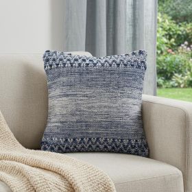 20" X 20" Blue And Ivory 100% Cotton Chevron Zippered Pillow