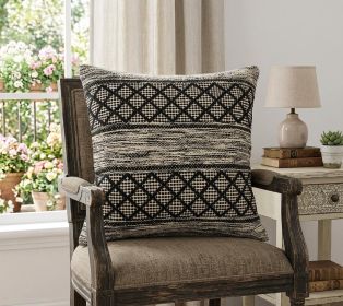 20" X 20" Gray And Black 100% Cotton Geometric Zippered Pillow