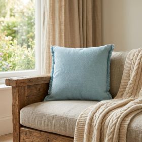 20" X 20" Corydalis Blue And Light Blue 100% Cotton Zippered Pillow