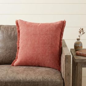 20" X 20" Dusty Rose Pink And Muted Clay 100% Cotton Zippered Pillow
