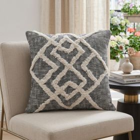 20" X 20" Black And Cream 100% Cotton Geometric Zippered Pillow