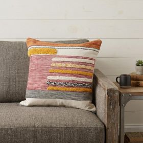 18" X 18" Red and Ivory Linen Cotton Zippered Pillow