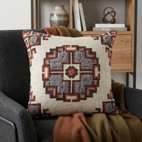 18" X 18" Brown And Beige 100% Cotton Abstract Zippered Pillow