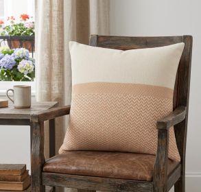 18" X 18" Orange And Off-White 100% Cotton Chevron Zippered Pillow