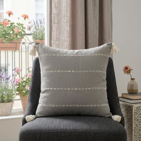 20" X 20" Slate Gray Linen Striped Zippered Pillow