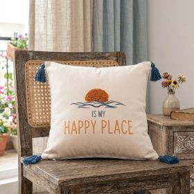 20" X 20" Navy And Golden Yellow Polyester Tropical Zippered Pillow
