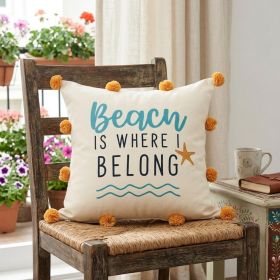 20" X 20" Blue And Orange Polyester Tropical Zippered Pillow