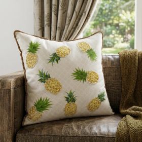 20" X 20" Yellow And Green Polyester Tropical Zippered Pillow
