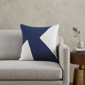 20" X 20" Navy And Ivory 100% Cotton Abstract Zippered Pillow