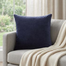 20" X 20" Dark Blue 100% Cotton Zippered Pillow