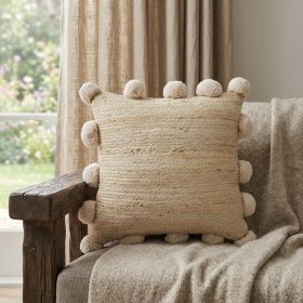 20" X 20" Tan Jute Zippered Pillow