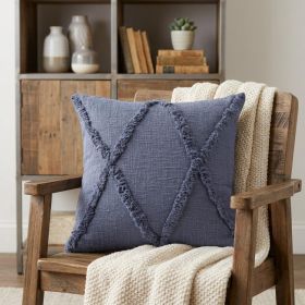 18" X 18" Denim Blue 100% Cotton Zippered Pillow