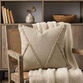 20" X 20" Taupe Brown 100% Cotton Zippered Pillow