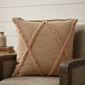 18" X 18" Taupe And Brown 100% Cotton Geometric Zippered Pillow