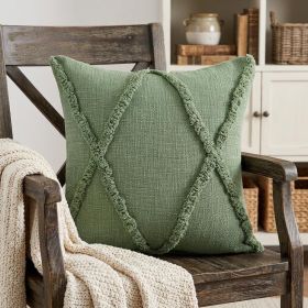 20" X 20" Forest Green Diamond Cotton Zippered Pillow