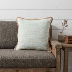 20" X 20" Beige and Green Cotton Blend Zippered Pillow