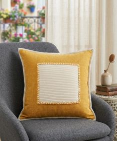 20" X 20" Golden Glow And Cream 100% Cotton Zippered Pillow