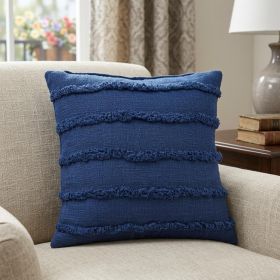 20" X 20" Deep Blue 100% Cotton Zippered Pillow