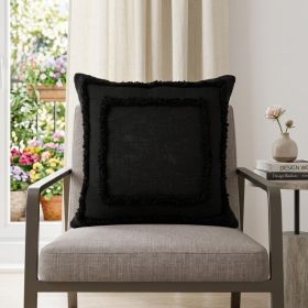 20" X 20" Black 100% Cotton Geometric Zippered Pillow