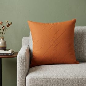 20" X 20" Orange And Dark Orange 100% Cotton Diamond Zippered Pillow