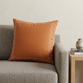20" X 20" Orange And Dark Orange 100% Cotton Geometric Zippered Pillow