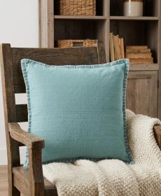 24" X 24" Teal 100% Cotton Zippered Pillow