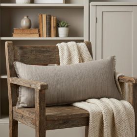 14" X 36" Tan Linen Zippered Pillow