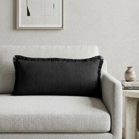 14" X 36" Jet Black 100% Cotton Zippered Pillow