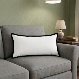 14" X 36" White And Black 100% Cotton Geometric Zippered Pillow