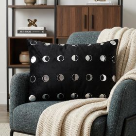 14" X 20" Black And Silver Polyester Geometric Zippered Pillow