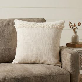 14" X 36" Cream 100% Cotton Zippered Pillow