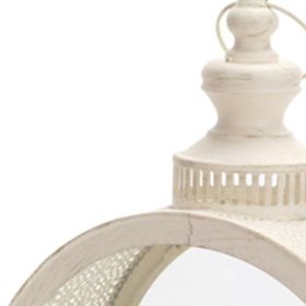 18" Beige Flameless Floor Lantern Candle Holder