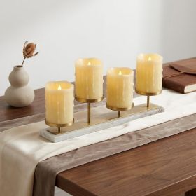 Set of Four Yellow Flameless Pillar Candle