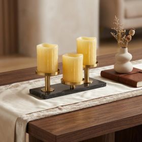 Set of Three Yellow Flameless Pillar Candle