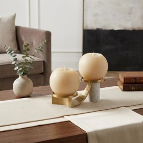 Set of Two Beige Flameless Designer Candle