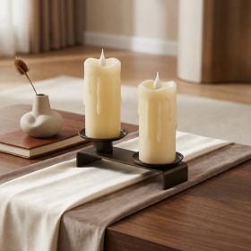 Set of Two Beige Flameless Pillar Candle