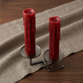 Set of Two Red Flameless Pillar Candle