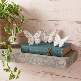 Set Of Three 6" Brown and White Polyresin Butterfly Figurine