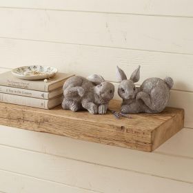 Set Of Four 4" Gray and Brown Polyresin Rabbit Figurine