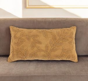 14" X 26" Pumpkin Botanical Cotton Throw Pillow With Texture
