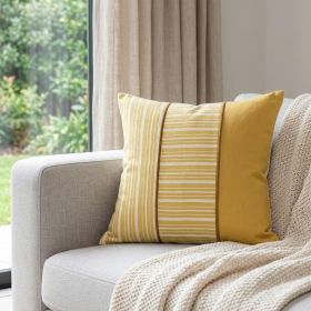 20" Yellow and White Cotton Pillow With Embroidery Edges