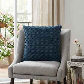 20" Teal Cotton Throw Pillow With Texture