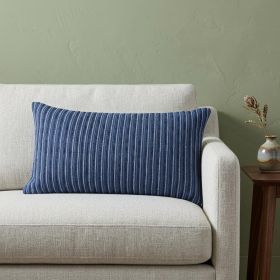 14" X 14" Blue Cotton Blend Pillow