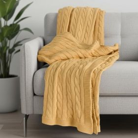 50" X 50" Light Yellow Knitted Cotton Throw Blanket