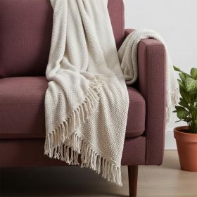 White Woven 100% Cotton Throw Blanket