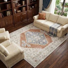9' X 12' Gray Oriental Power Loom Distressed Area Rug